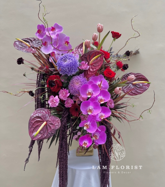 Bình hoa Tím-Đỏ Vintage