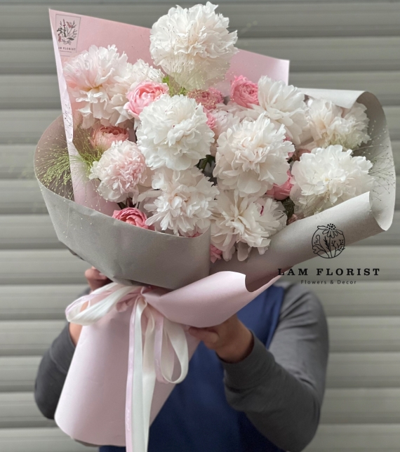 Peony Bông Gòn Hồng Pastel