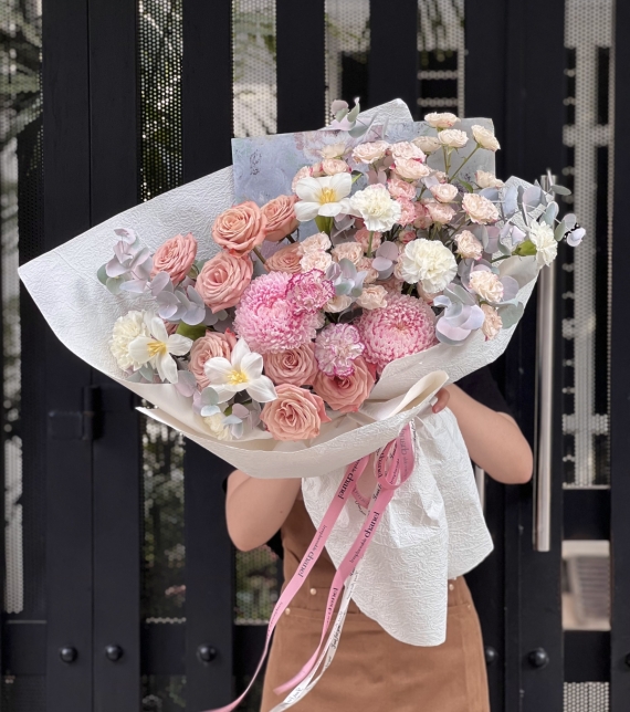 Bó Hoa Tone Hồng Nâu nhẹ nhàng