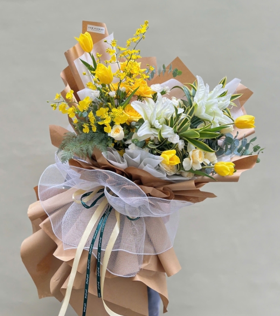 Bó hoa tone Trắng- vàng big size