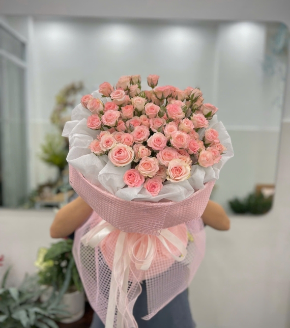 Bó hoa hồng chùm dáng tròn xinh 