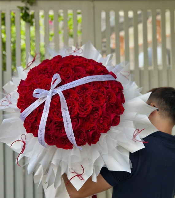 Bó hoa tròn đỏ Ohara 99bông