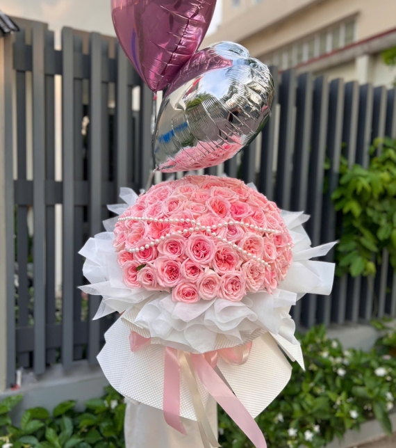 Bó hoa 99 bông hồng Pink Ohara