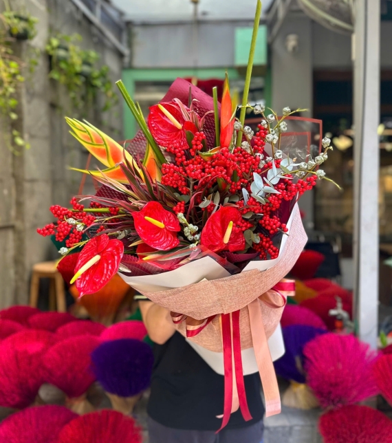 Bó hoa Tết sum vầy