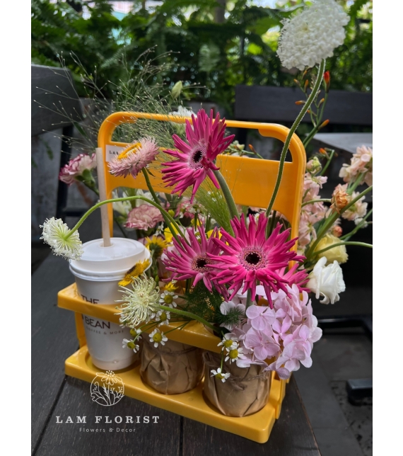 Giỏ xách coffee & flower_giỏ vàng