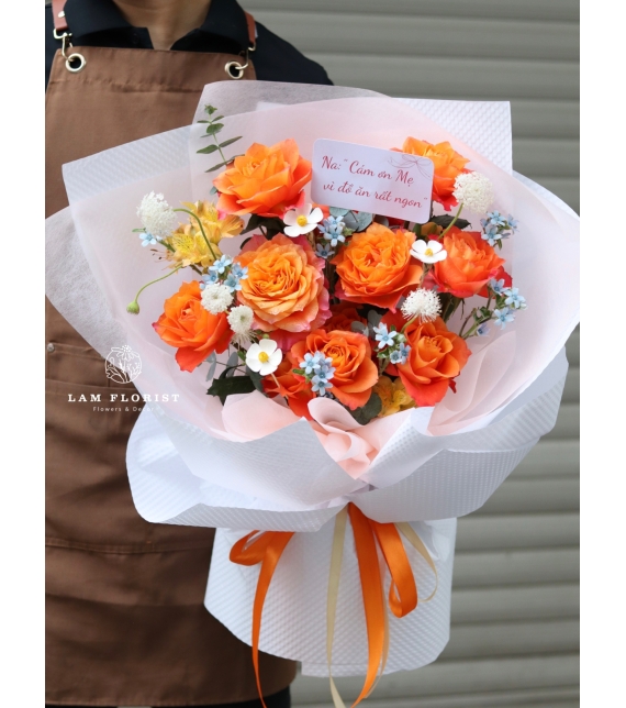 Spirit Glow - Bó Hoa Hồng Cam Rực Rỡ