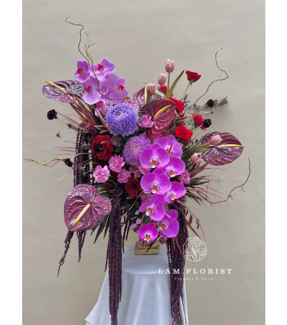 Bình hoa Tím-Đỏ Vintage