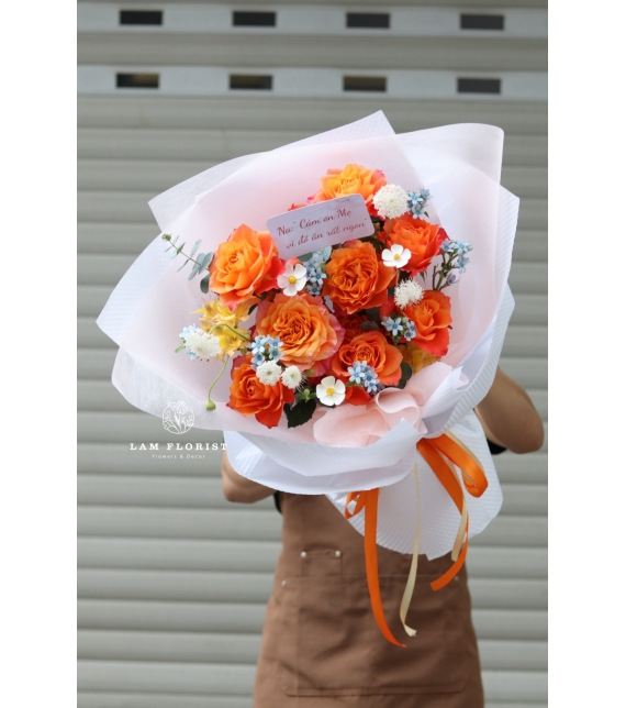 Spirit Glow - Bó Hoa Hồng Cam Rực Rỡ