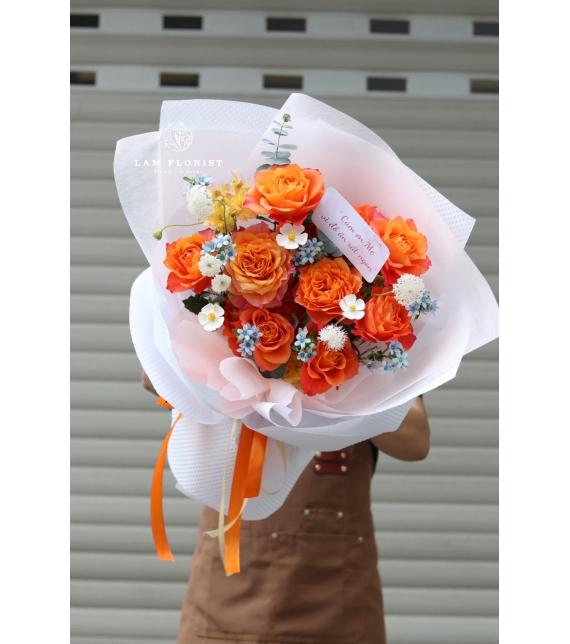 Spirit Glow - Bó Hoa Hồng Cam Rực Rỡ