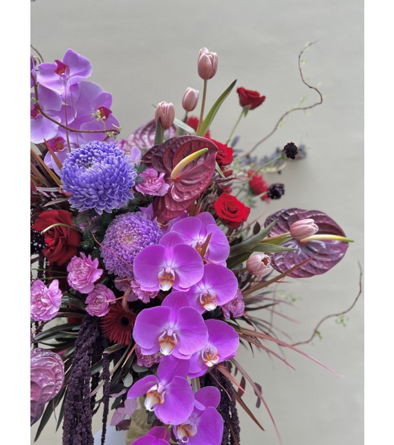 Bình hoa Tím-Đỏ Vintage