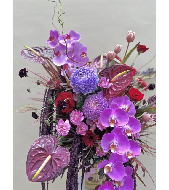 Bình hoa Tím-Đỏ Vintage