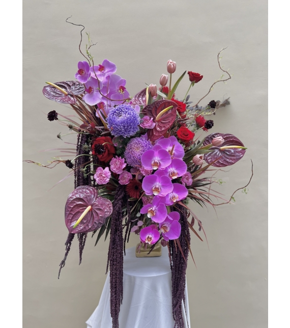 Bình hoa Tím-Đỏ Vintage