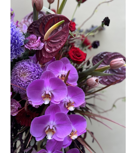 Bình hoa Tím-Đỏ Vintage