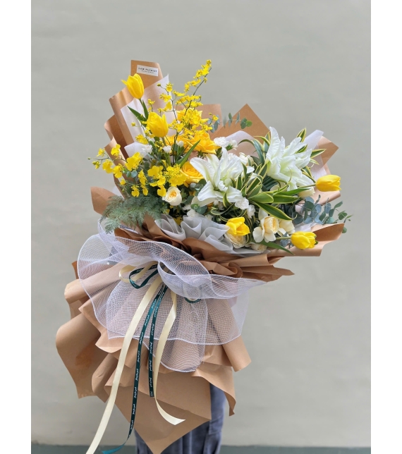 Bó hoa tone Trắng- vàng big size