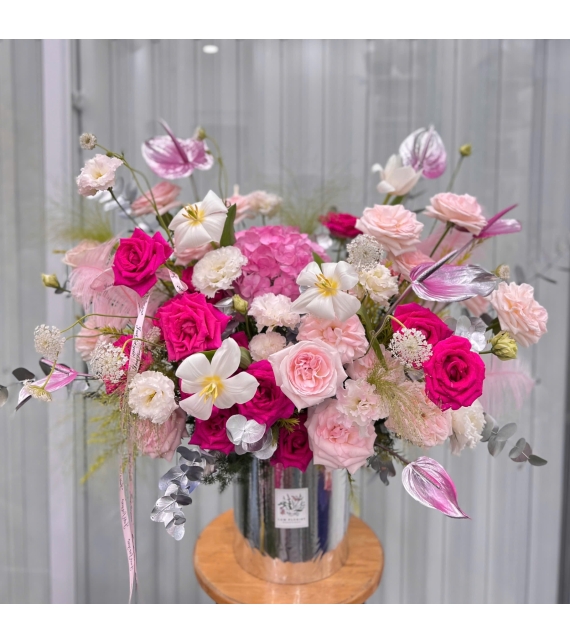 Hộp hoa tone Hồng mix