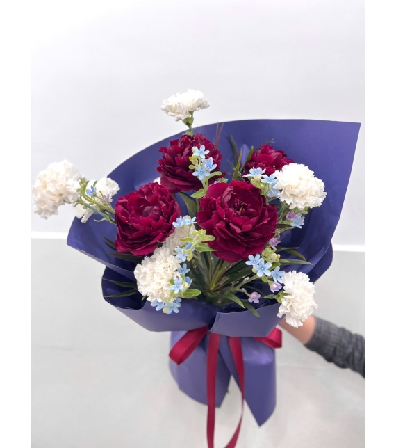 Bó hoa 5 cành Peony Red Grade mix