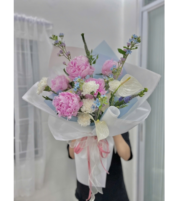 Bó hoa 5 cành Peony Sarah mix