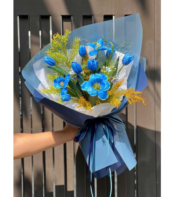 Bó 10 Tulip nhuộm xanh