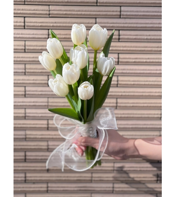 Hoa cưới Tulip trắng 9 cành