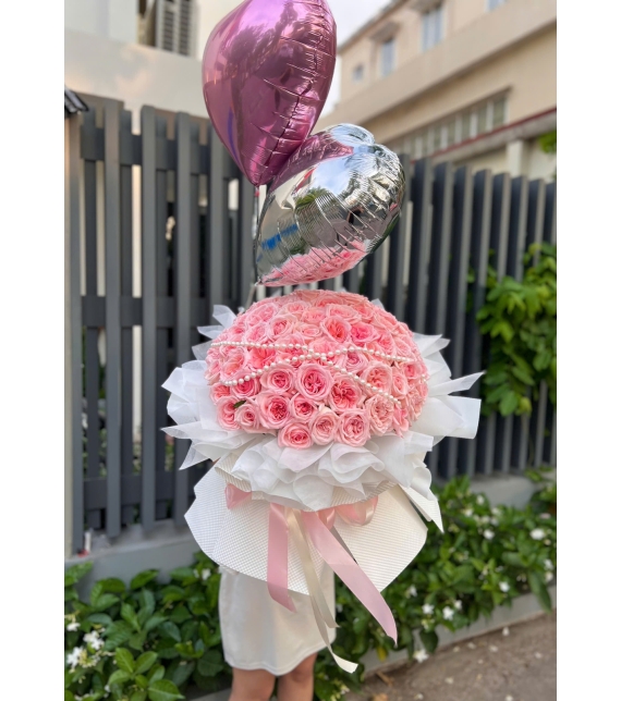 Bó hoa 99 bông hồng Pink Ohara